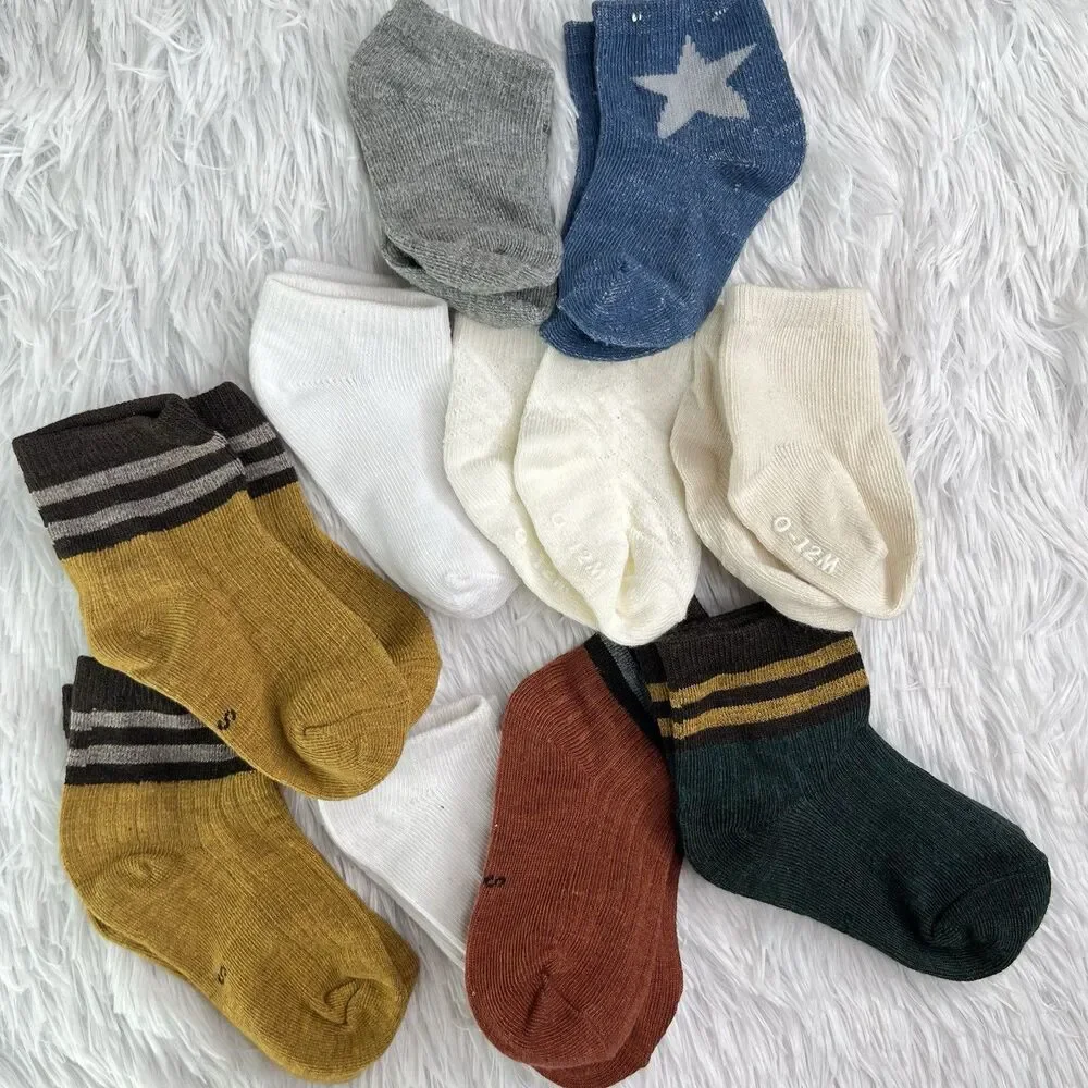 0-12M Baby Boy Sock Lot 10 Pairs Ankle